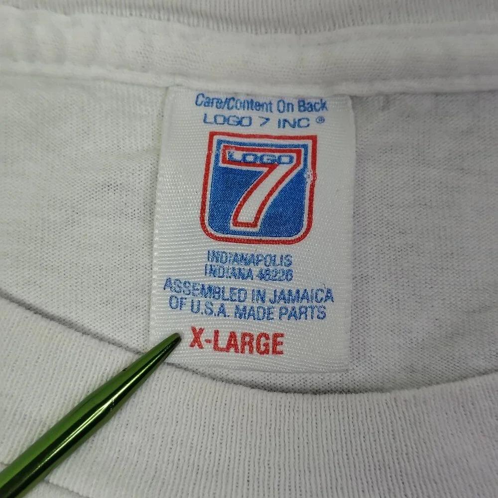 VINTAGE Richard Petty NASCAR T-Shirt White Logo 7 Big Graphic Retro - Picture 6 of 13